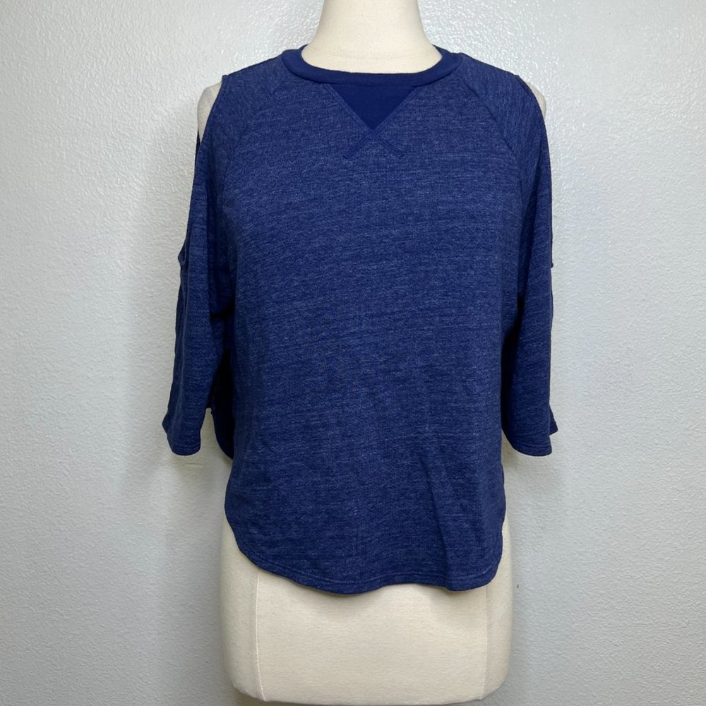 Adriano Goldschmied Blue/purple Cold Shoulder Side Split Sweater Size‎ S